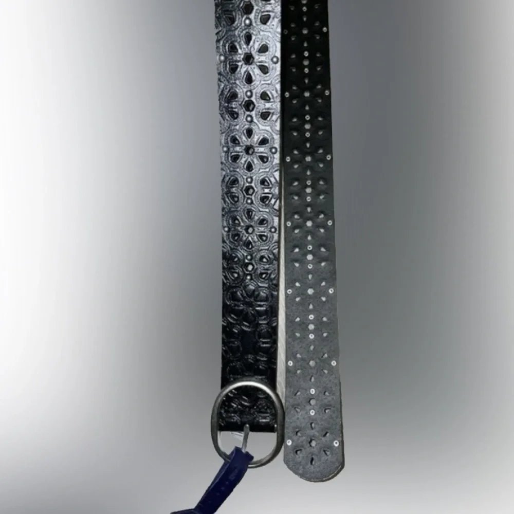 new Indigo star Belt Women’s Black synthetic leather flower design studded